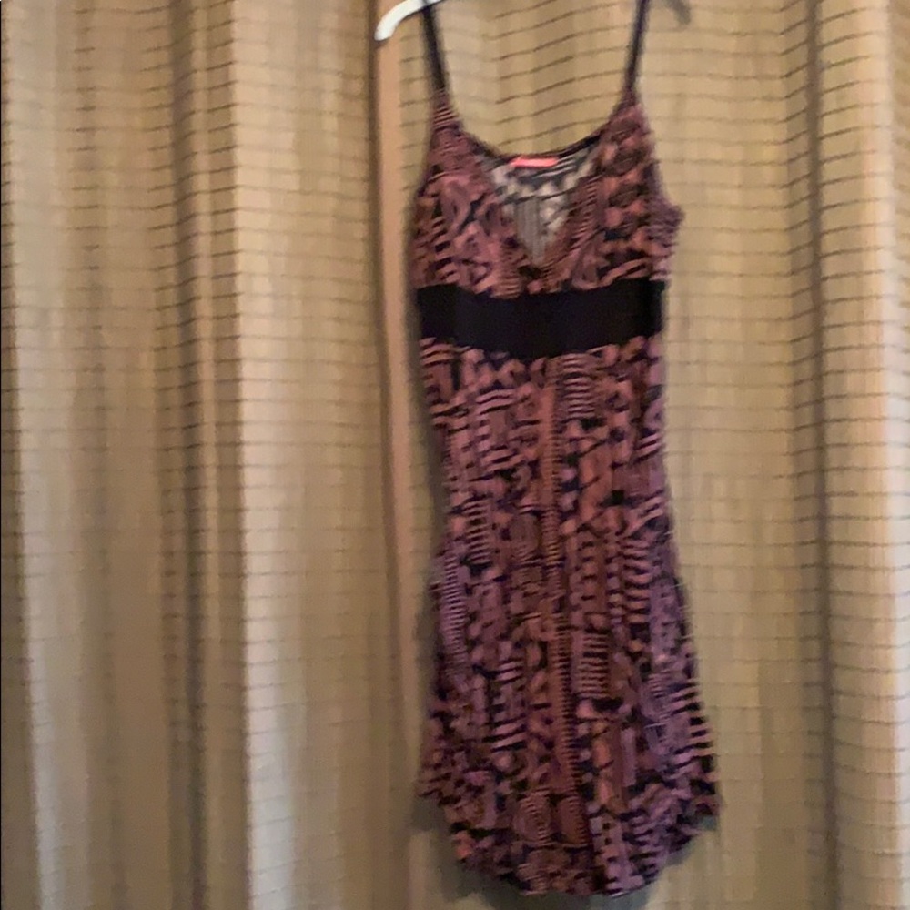 Geometric color dark pink /black Boho chic dress